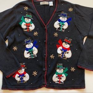 Snowman ugly cardigan sweater size L
